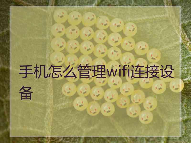 手机怎么管理wifi连接设备