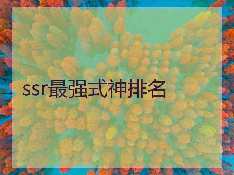 ssr最强式神排名