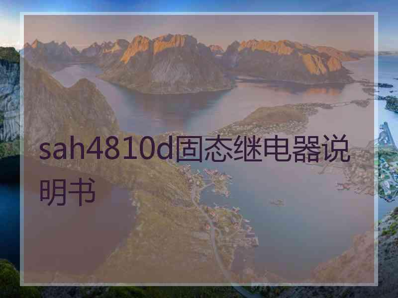 sah4810d固态继电器说明书