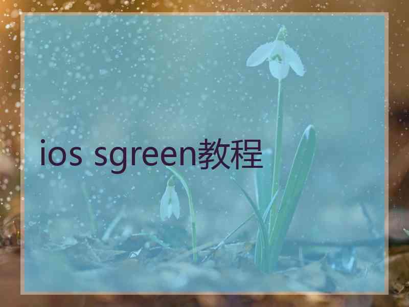 ios sgreen教程