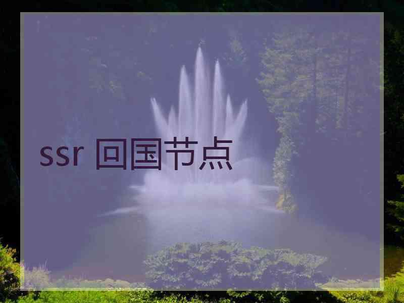 ssr 回国节点