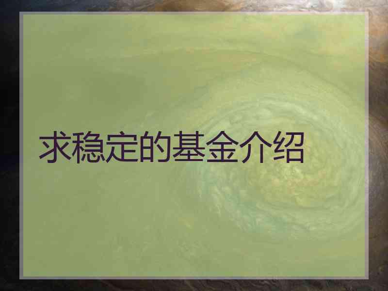求稳定的基金介绍
