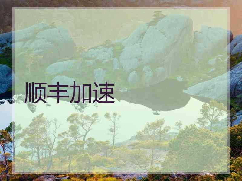 顺丰加速