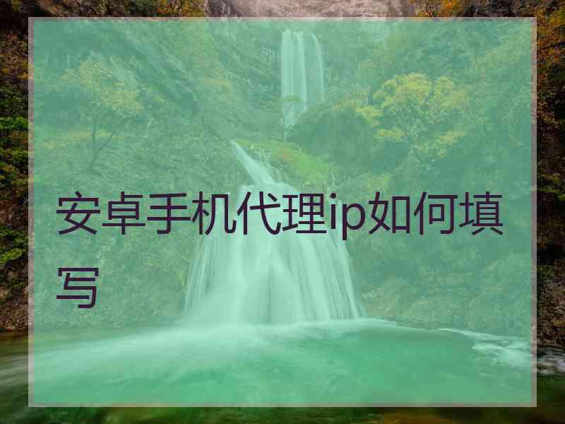 安卓手机代理ip如何填写