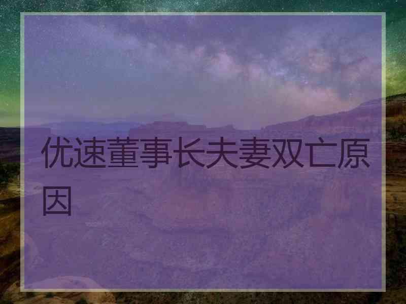 优速董事长夫妻双亡原因