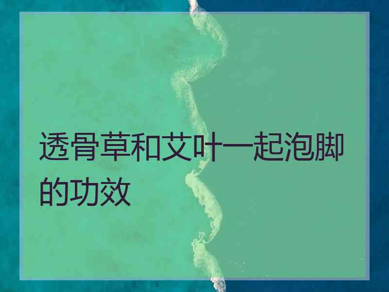透骨草和艾叶一起泡脚的功效