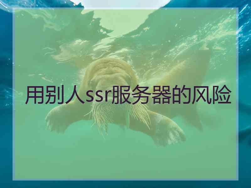 用别人ssr服务器的风险