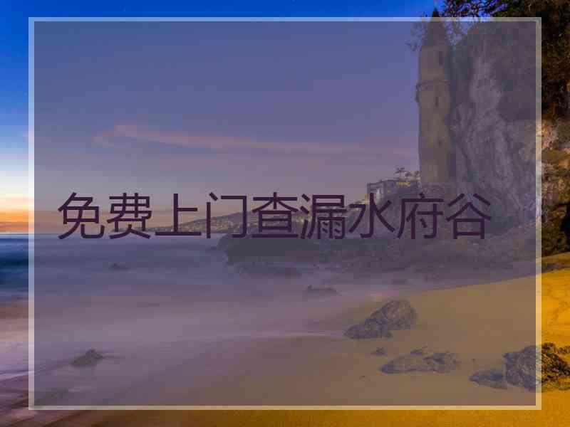 免费上门查漏水府谷