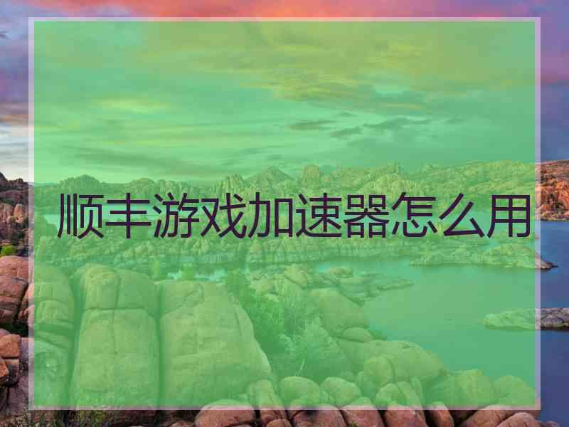 顺丰游戏加速器怎么用
