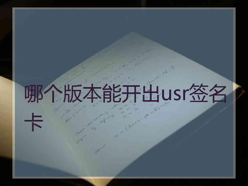 哪个版本能开出usr签名卡