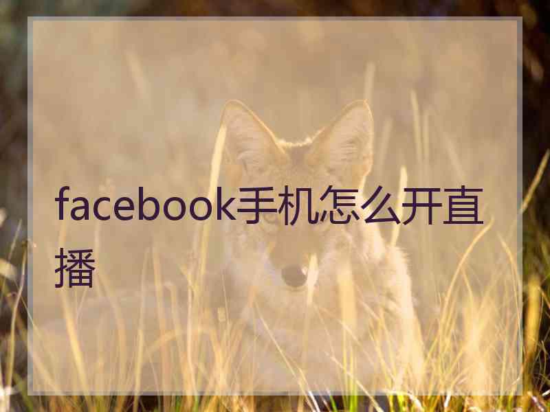 facebook手机怎么开直播