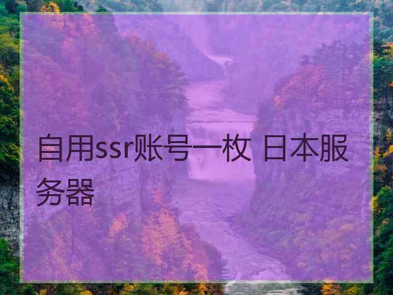 自用ssr账号一枚 日本服务器