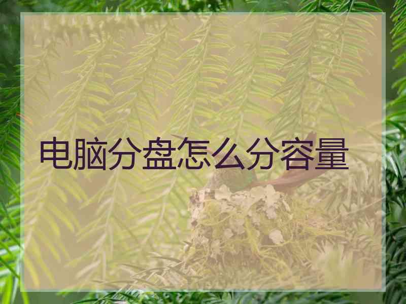 电脑分盘怎么分容量