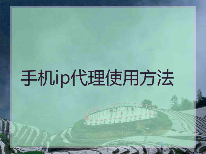 手机ip代理使用方法