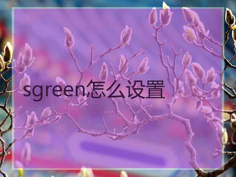 sgreen怎么设置