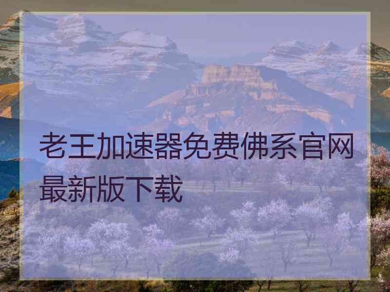 老王加速器免费佛系官网最新版下载