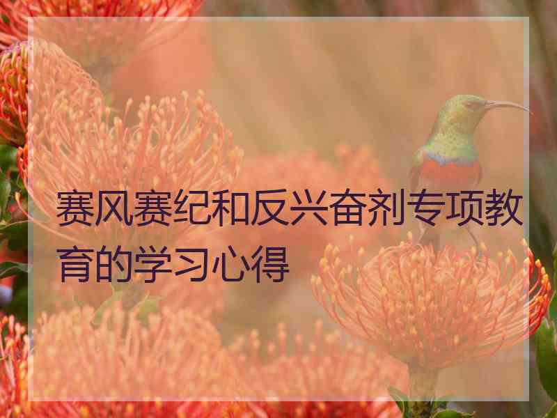赛风赛纪和反兴奋剂专项教育的学习心得