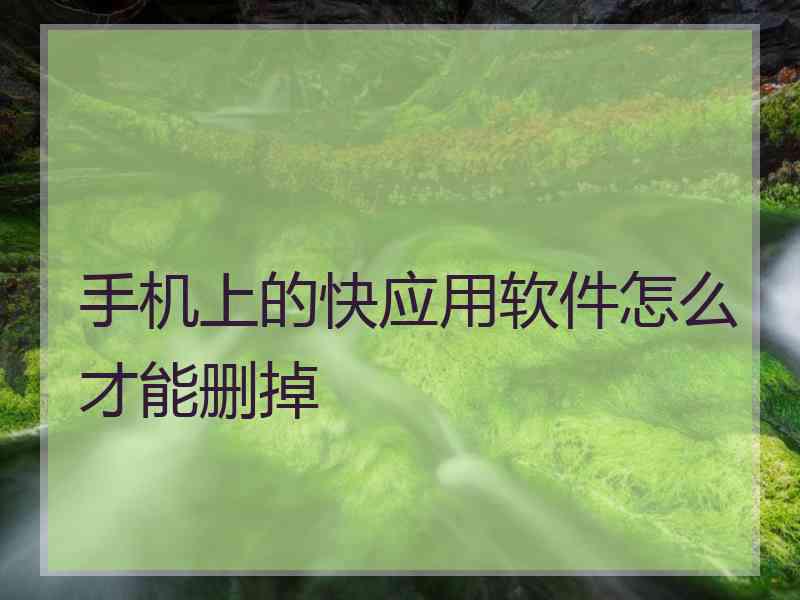 手机上的快应用软件怎么才能删掉