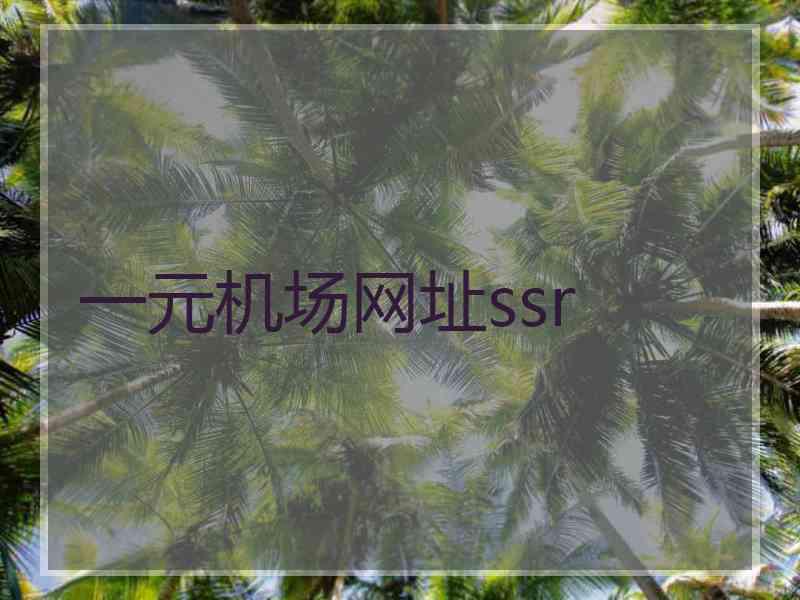 一元机场网址ssr