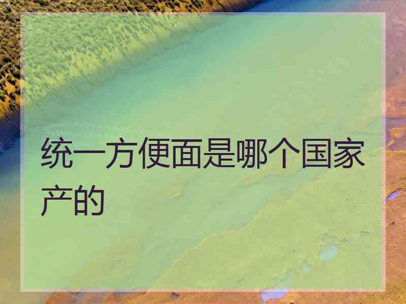 统一方便面是哪个国家产的