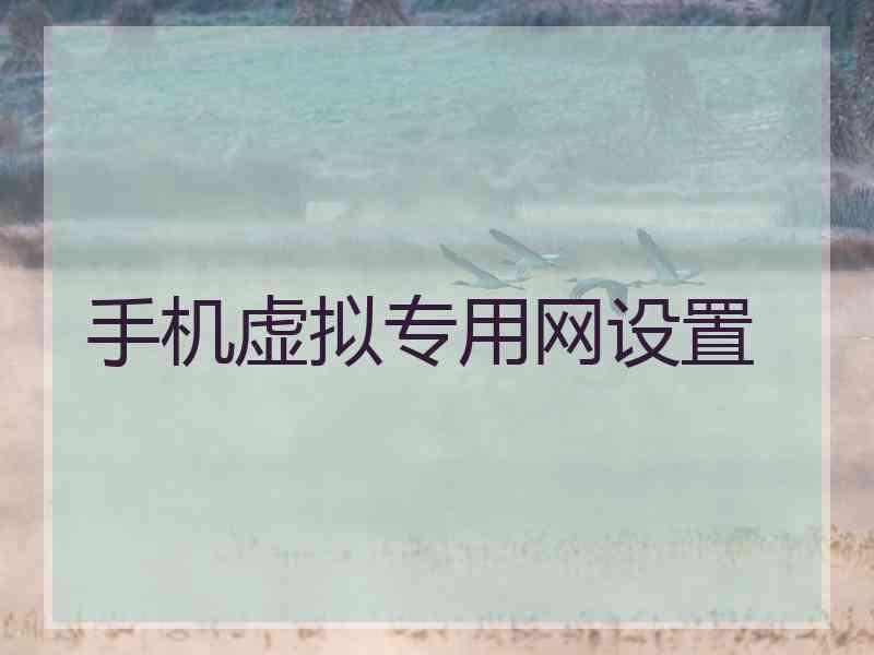手机虚拟专用网设置
