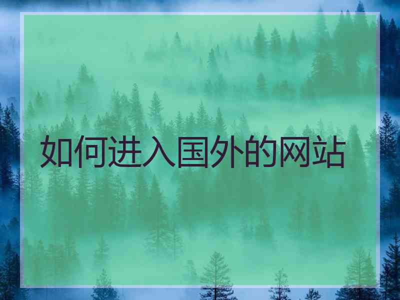 如何进入国外的网站