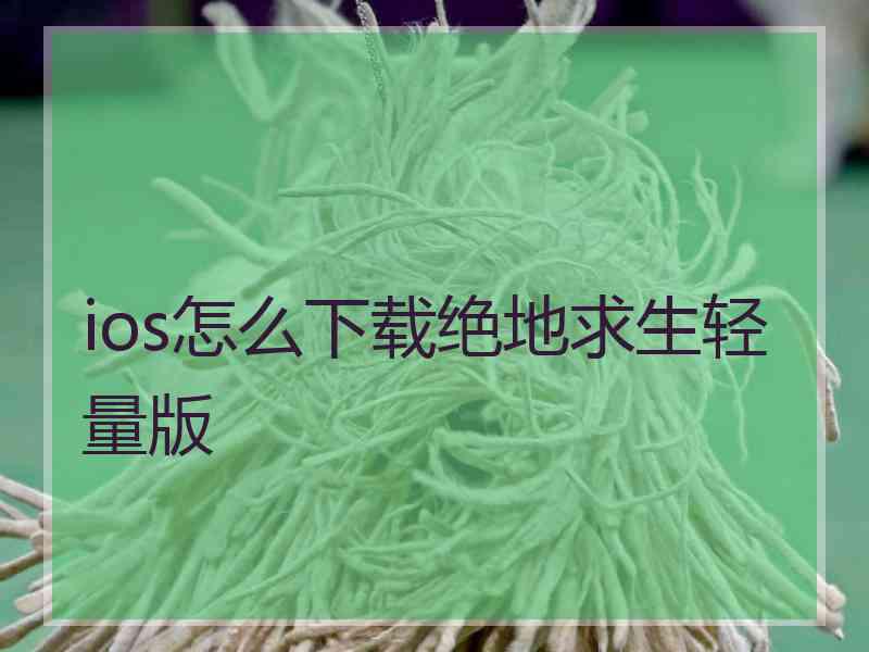 ios怎么下载绝地求生轻量版