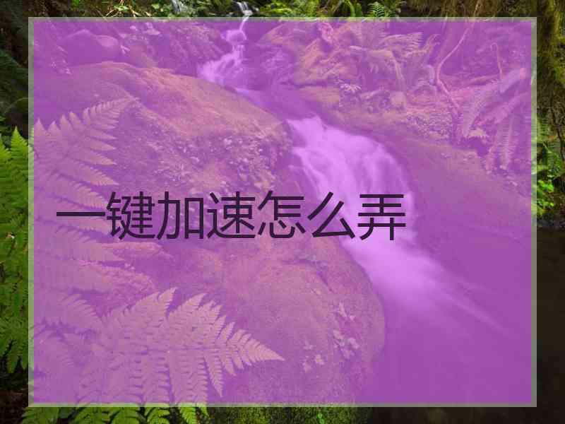 一键加速怎么弄