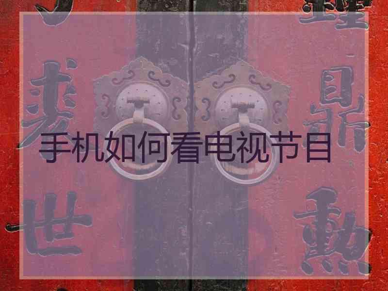 手机如何看电视节目