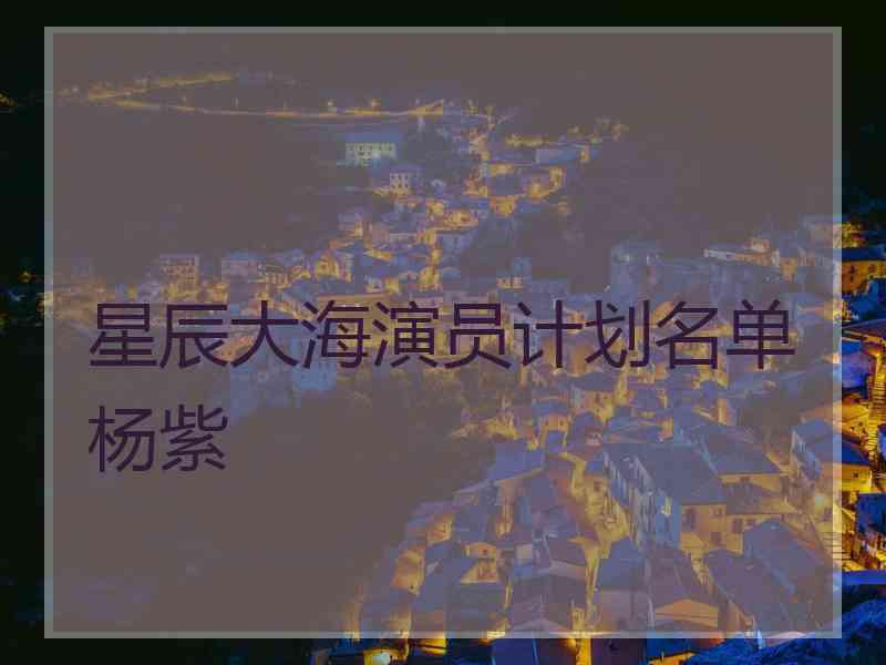 星辰大海演员计划名单杨紫